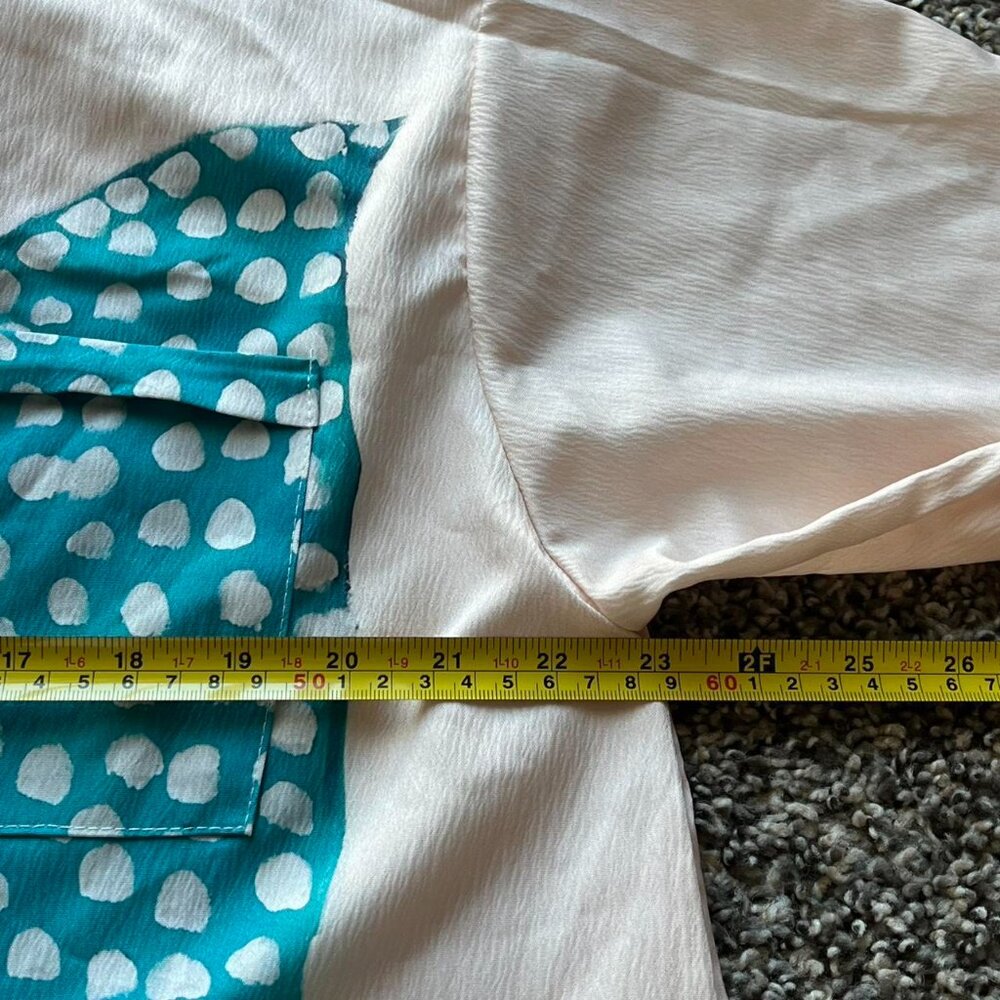 Blue Chicken Polka Dots Button-up Shirt Womens XL Spring Eclectic Grandma Retro - Picture 5 of 6